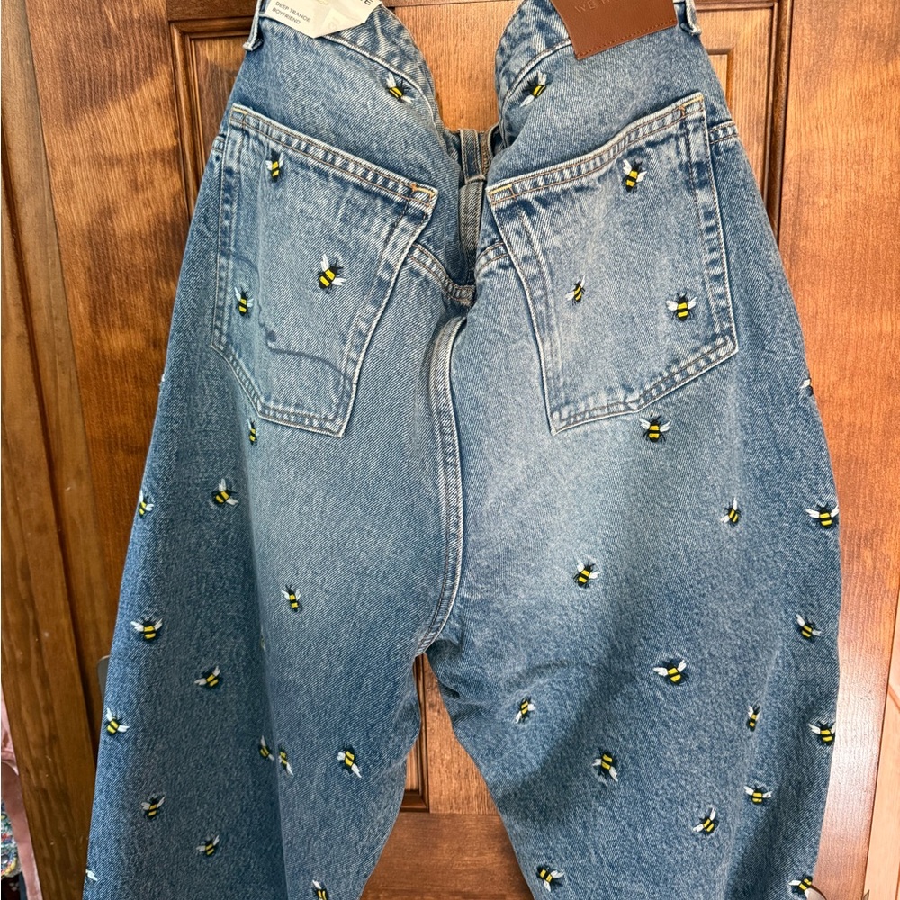 We The Free Embroidered Bee Boyfriend Jeans - Blue - Picture 4 of 4